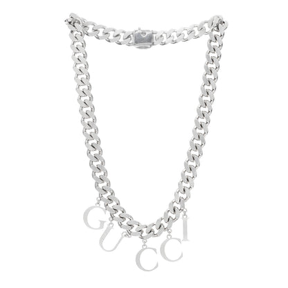 Gucci Palladium Script Logo Interlocking Chain Necklace 3 of 5