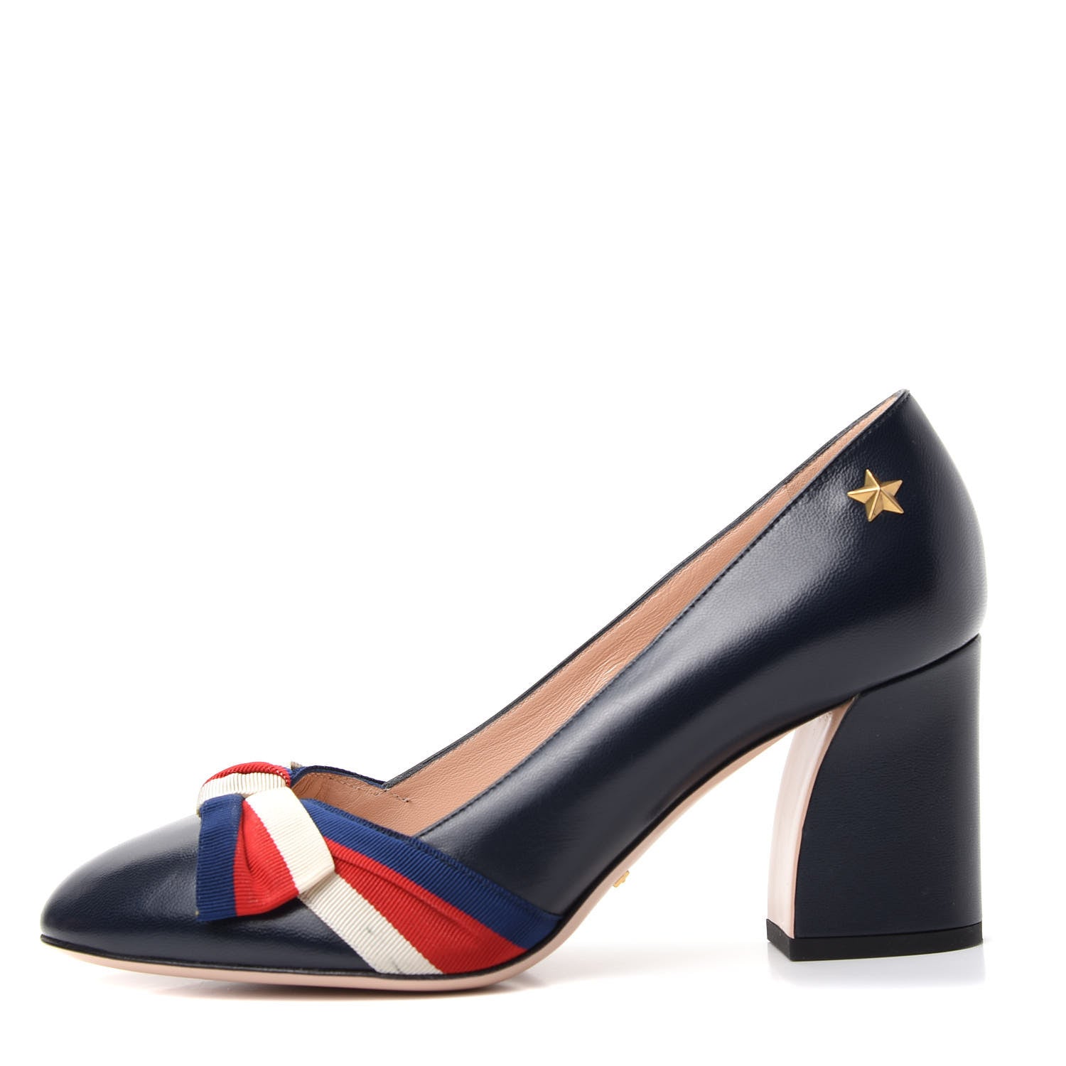 Gucci Malaga Kid Web Bow Pumps 37.5 Navy 1 of 10