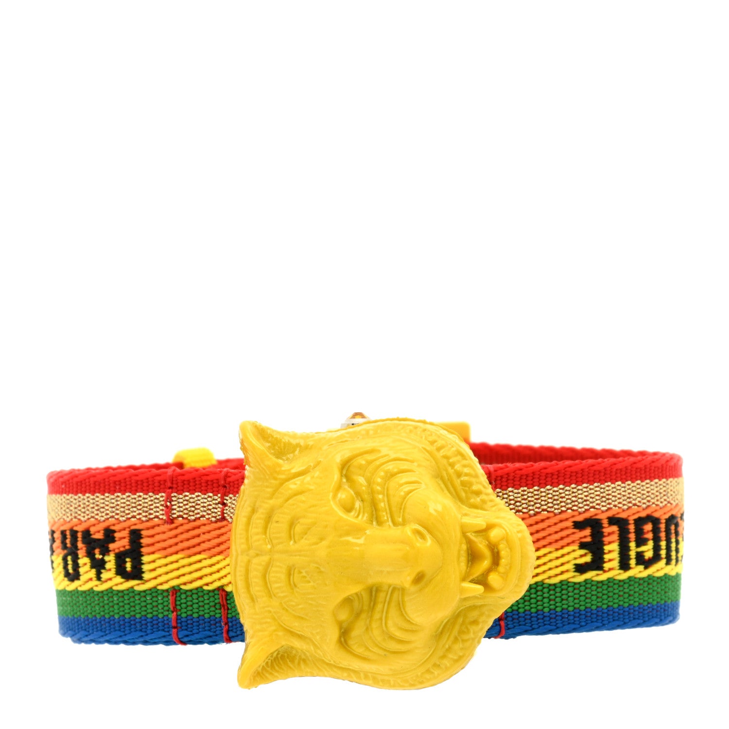 Gucci Stainless Steel Nylon 32mm Le Marche Des Merveilles Tiger Quartz Watch Yellow 3 of 5