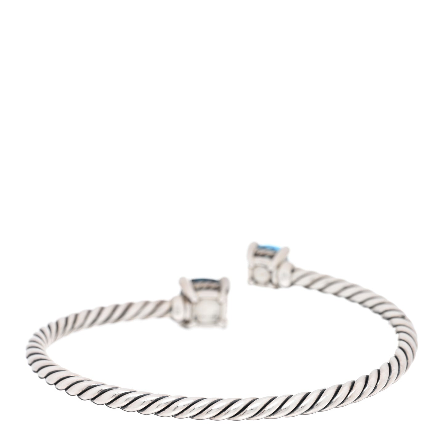 Sterling Silver Blue Topaz Hampton Blue Topaz Diamond 4mm Chatelaine Bypass Bracelet