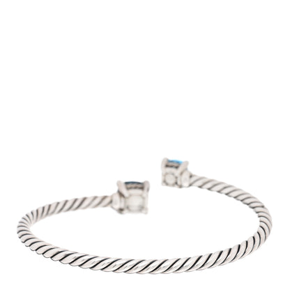 David Yurman Sterling Silver Blue Topaz Hampton Blue Topaz Diamond 4mm Chatelaine Bypass Bracelet 2 of 3