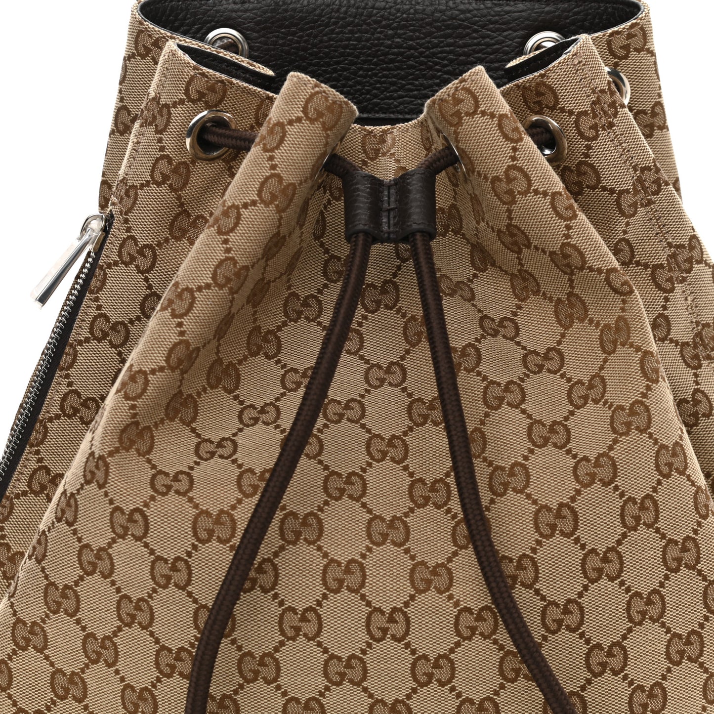 Monogram Dollar Calfskin O Drawstring Backpack Beige Ebony Testa di Moro Dark Chocolate