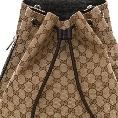 Gucci Monogram Dollar Calfskin O Drawstring Backpack Beige Ebony Testa di Moro Dark Chocolate 9 of 12