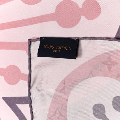 Louis Vuitton Silk Monogram Floral Scarf Pink 3 of 4