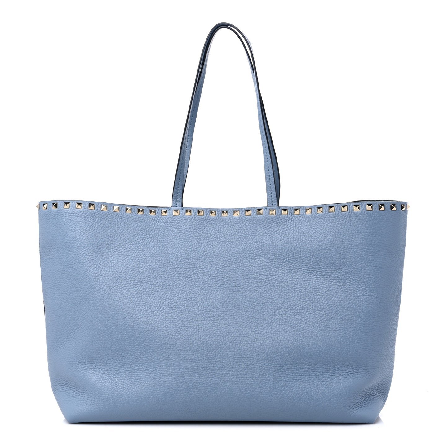 Grained Calfskin Rockstud Shoulder Tote Niagara