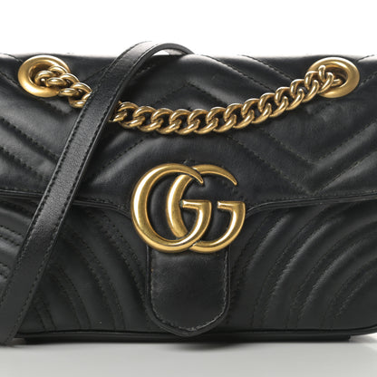 Gucci Calfskin Matelasse Mini GG Marmont Shoulder Bag Black 8 of 14