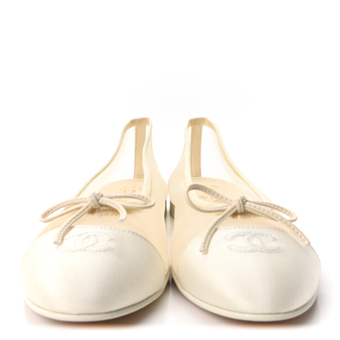 Mesh Grosgrain CC Ballerina Flats 39 Ivory