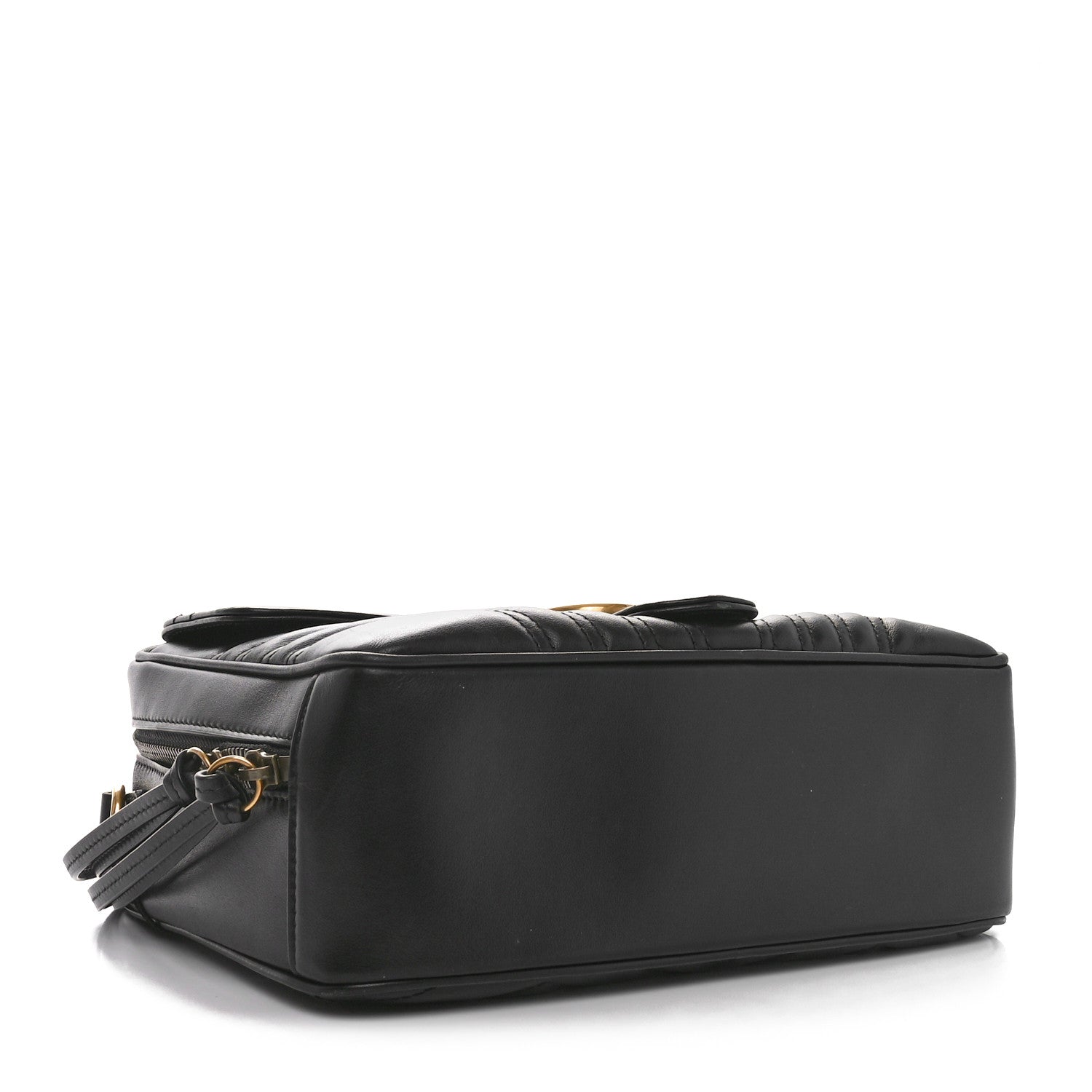 Gucci Calfskin Matelasse Sylvie Web Small GG Marmont Top Handle Shoulder Bag Black 4 of 10