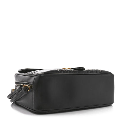 Gucci Calfskin Matelasse Sylvie Web Small GG Marmont Top Handle Shoulder Bag Black 4 of 10