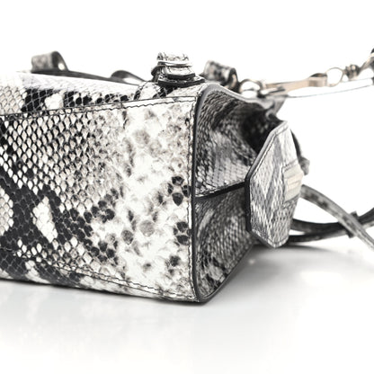 Balenciaga Grained Calfskin Snake Effect Neo Classic Silver Hardware Mini City Black White 10 of 10