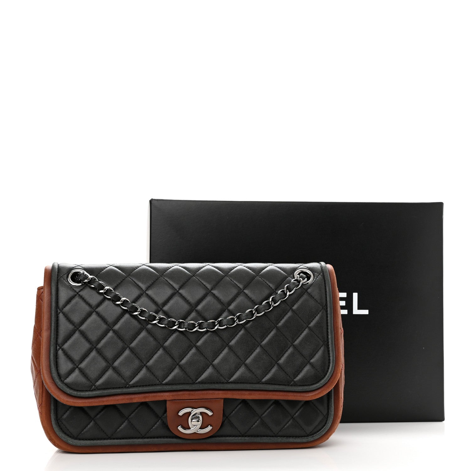 Chanel Lambskin Quilted Jumbo Classic Twist Flap Bag Black Bordeaux 10 of 12