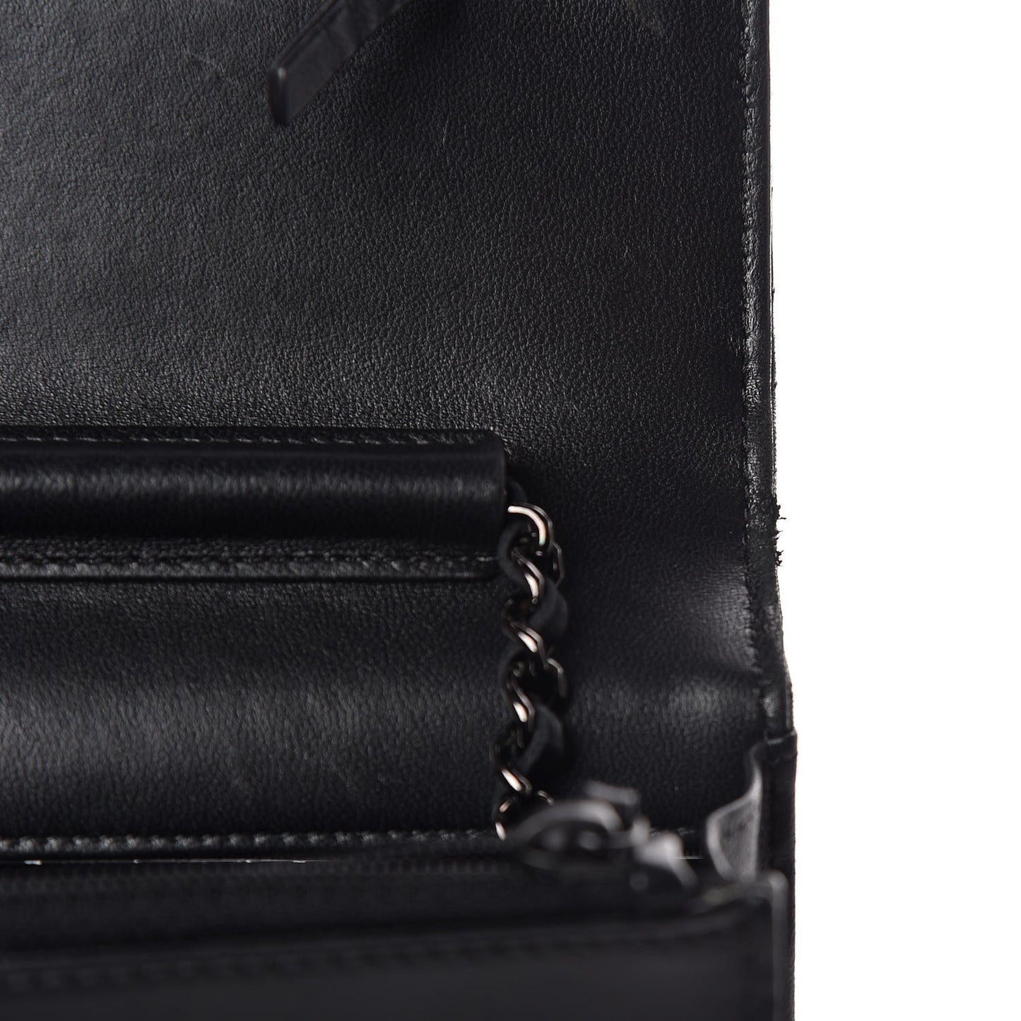 Lambskin Chevron Quilted Wallet On Chain WOC So Black
