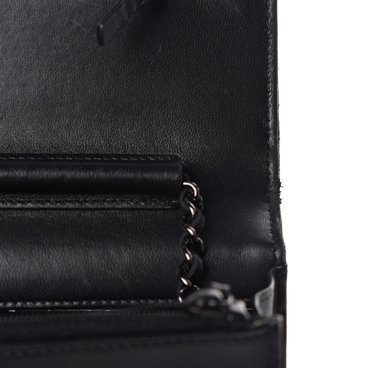 Chanel Lambskin Chevron Quilted Wallet On Chain WOC So Black 14 of 17