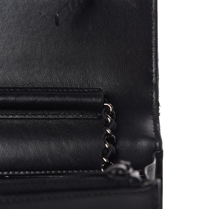 Chanel Lambskin Chevron Quilted Wallet On Chain WOC So Black 14 of 17
