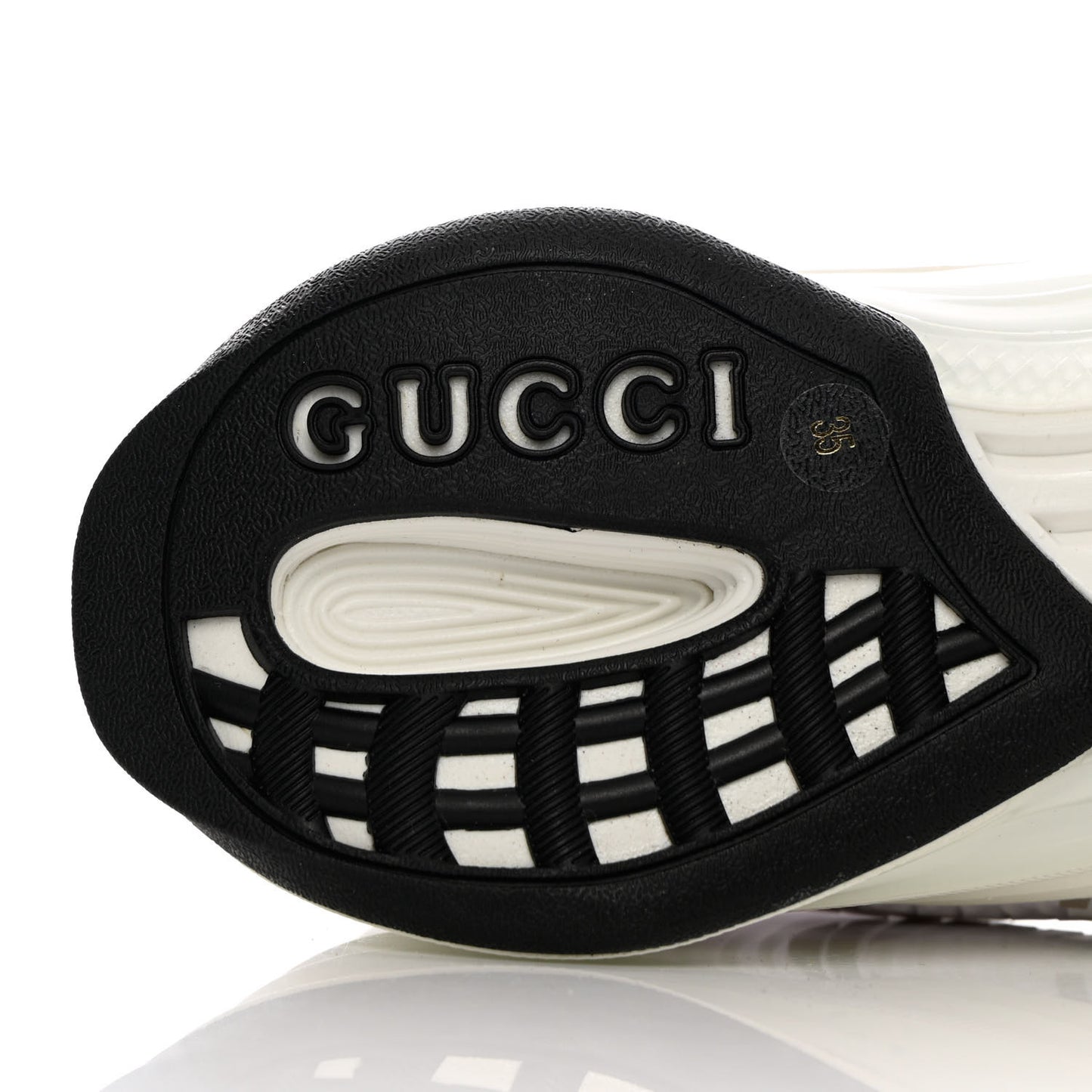 Technical Knit Fabric Waves Womens Gucci Run Sneakers 35 Great White Thunder