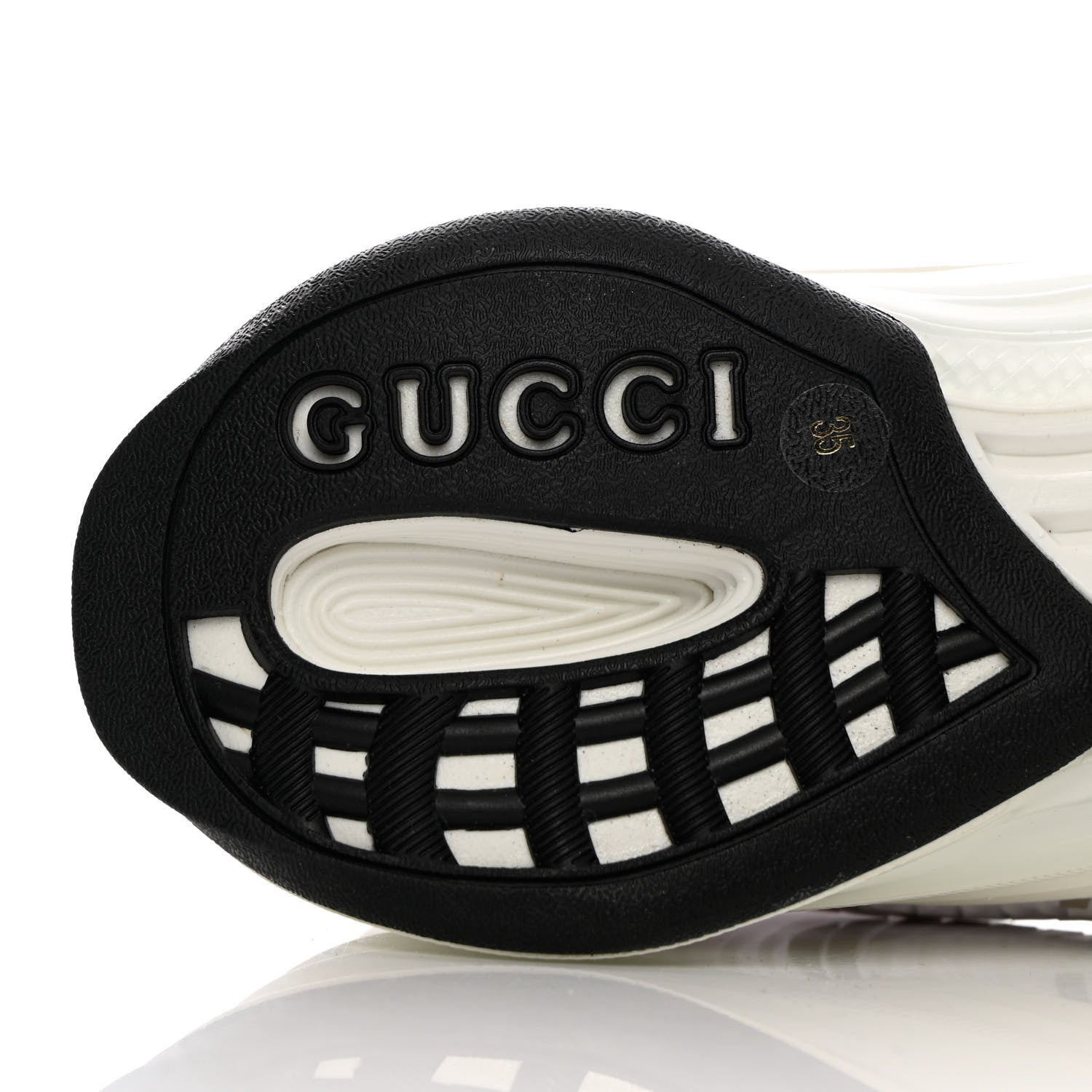 Gucci Technical Knit Fabric Waves Womens Gucci Run Sneakers 35 Great White Thunder 7 of 8