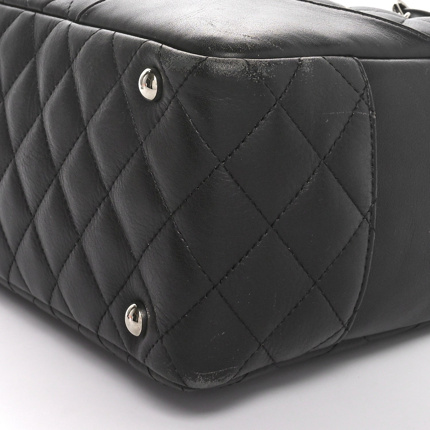 Chanel Calfskin Quilted Large Cambon Bowler Black White 10 of 10