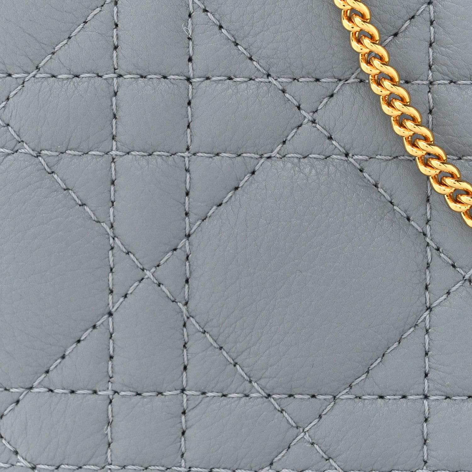 Christian Dior Calfskin Cannage Caro Zipped Pouch With Chain Cloud Blue 8 of 13