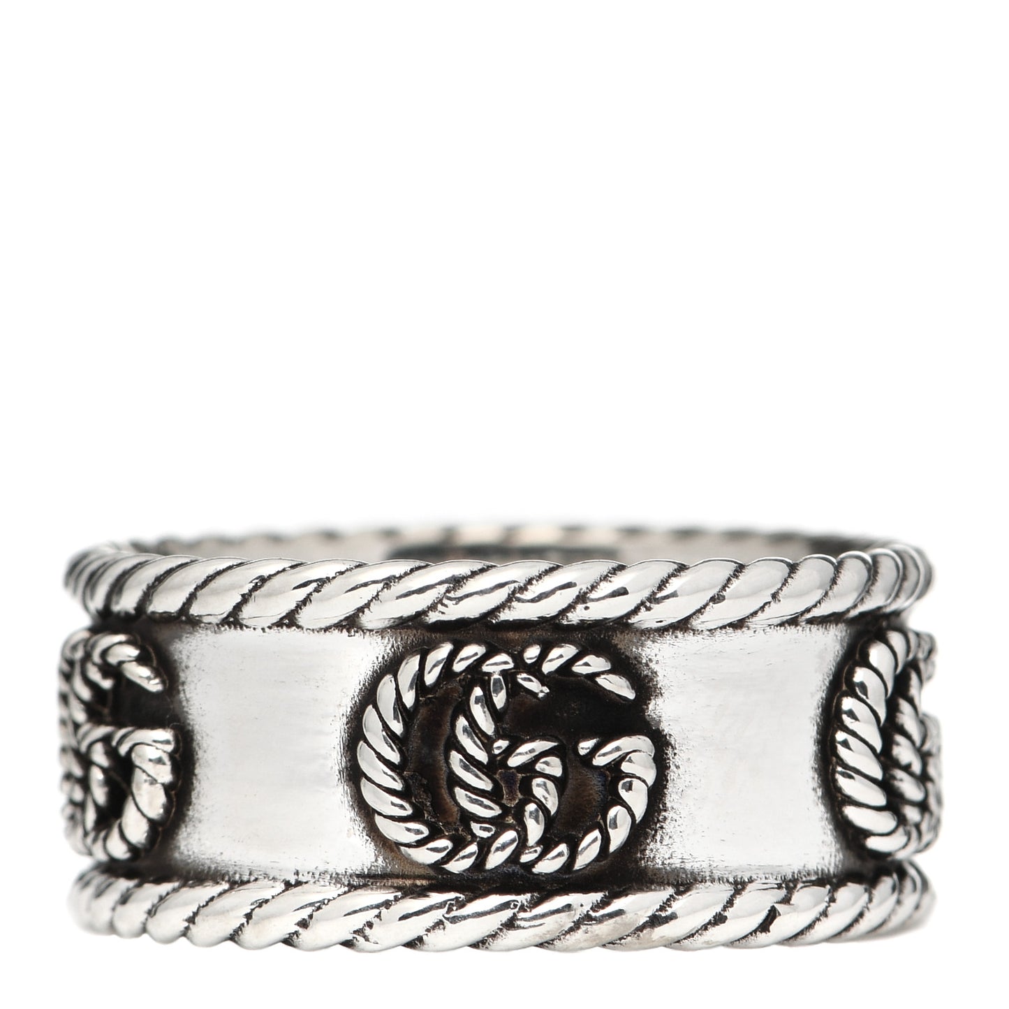 Sterling Silver Torchon GG Band Ring 54 6.75