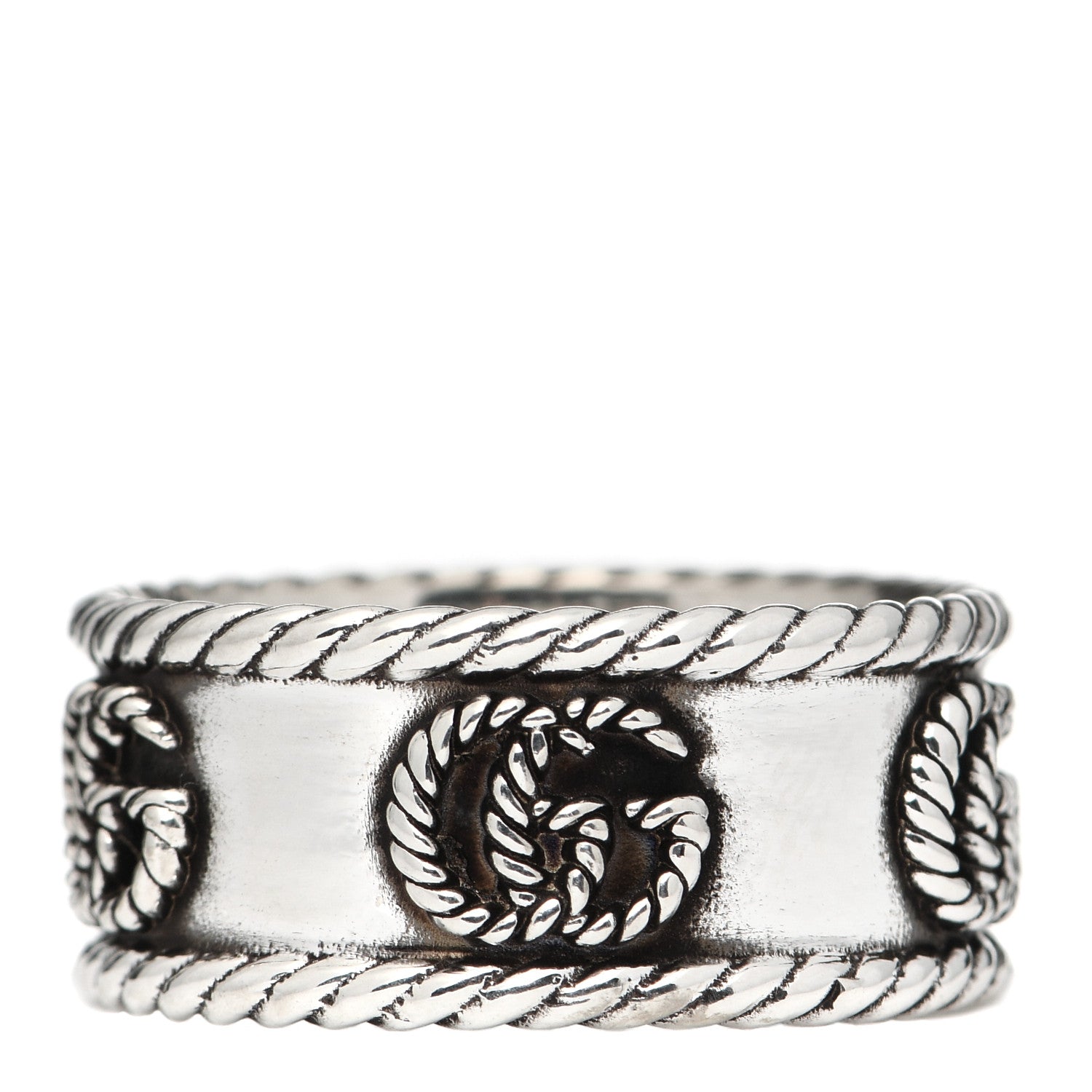 Gucci Sterling Silver Torchon GG Band Ring 54 6.75 1 of 7