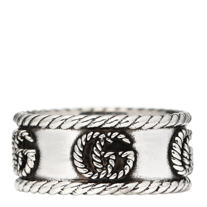 Gucci Sterling Silver Torchon GG Band Ring 54 6.75 1 of 7