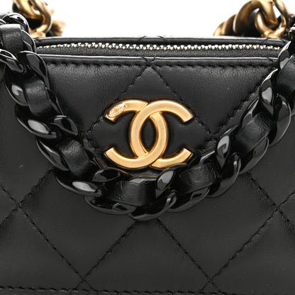 Chanel Lambskin Quilted Mini Lacquered Chain Clutch Black 8 of 10