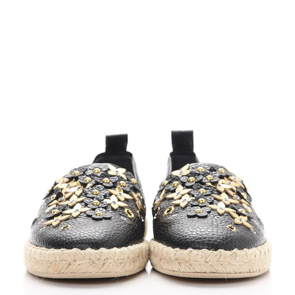 Louis Vuitton Calfskin Tropical Bloom Espadrille Flat 38.5 Black 2 of 8