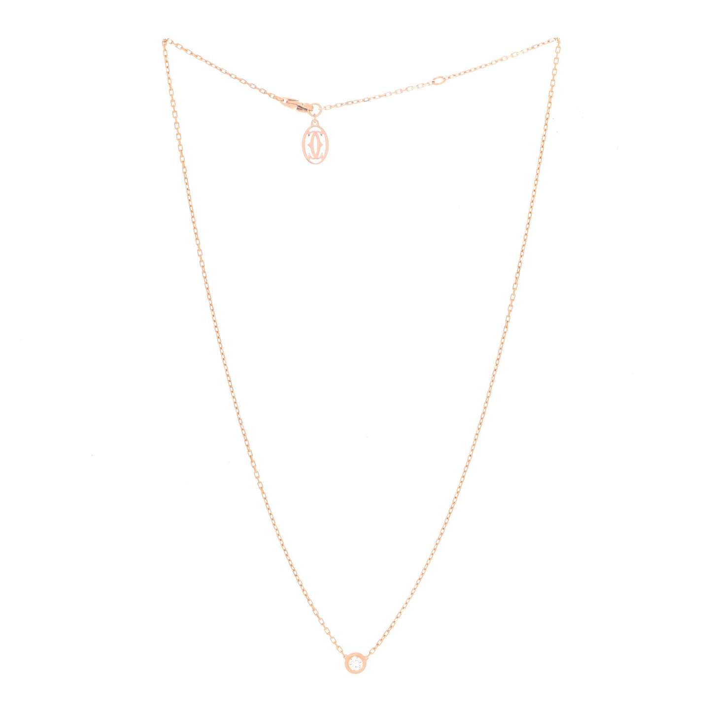 18K Pink Gold Diamond LM D'Amour Pendant Necklace