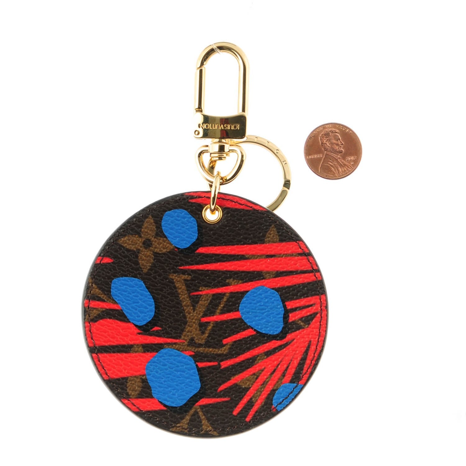 Louis Vuitton Monogram Jungle Dots Bag Charm Key Holder Coquelicot Denim 2 of 5