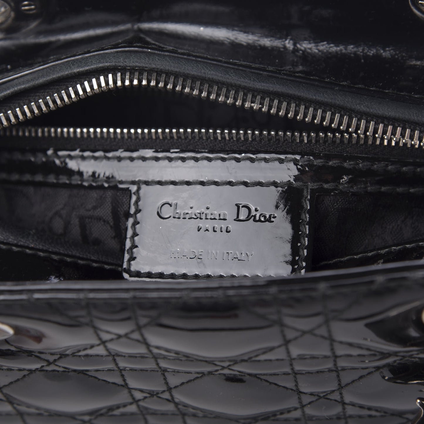 Patent Cannage Medium Lady Dior Black