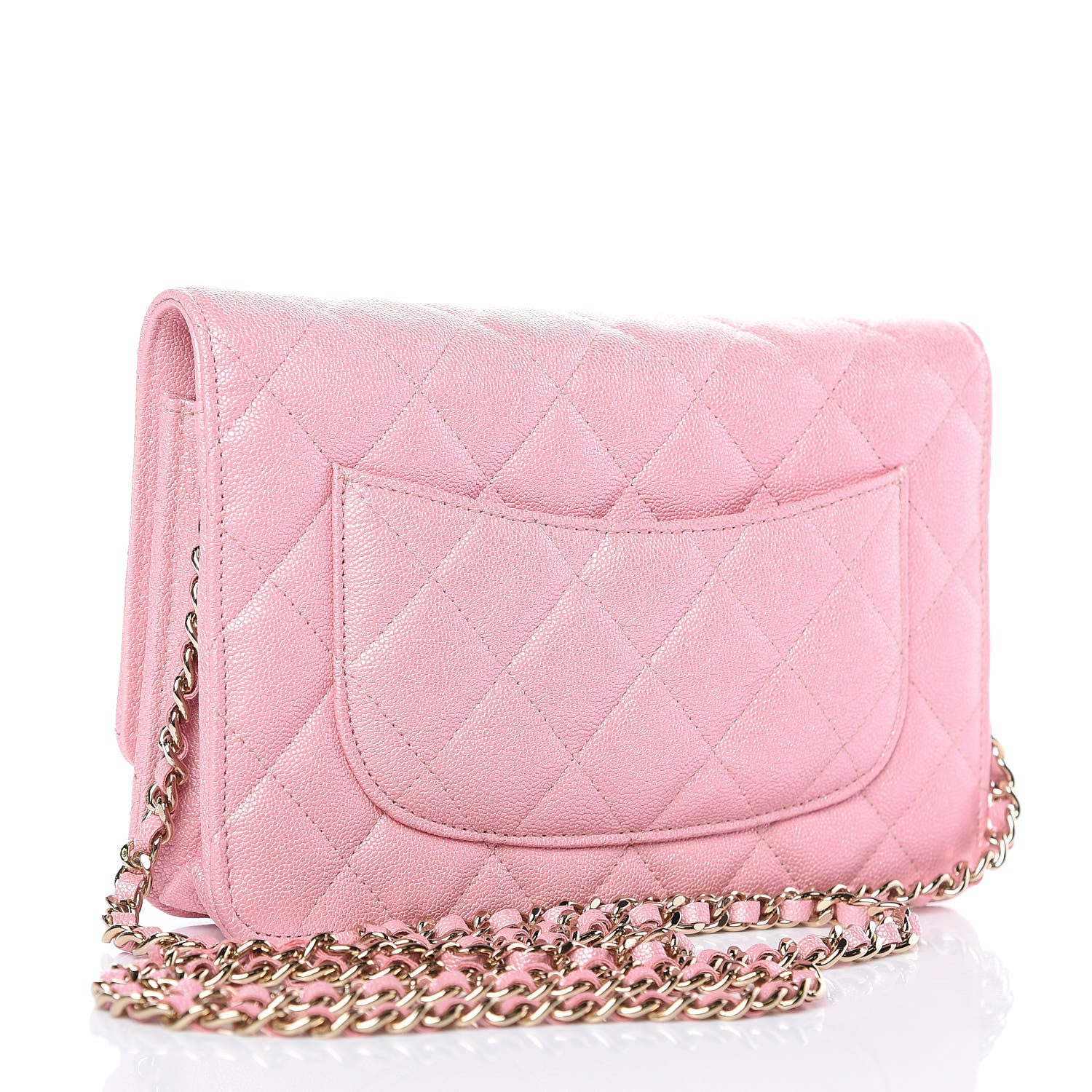 Chanel Iridescent Caviar Quilted Wallet on Chain WOC Rose Pink 3 of 12