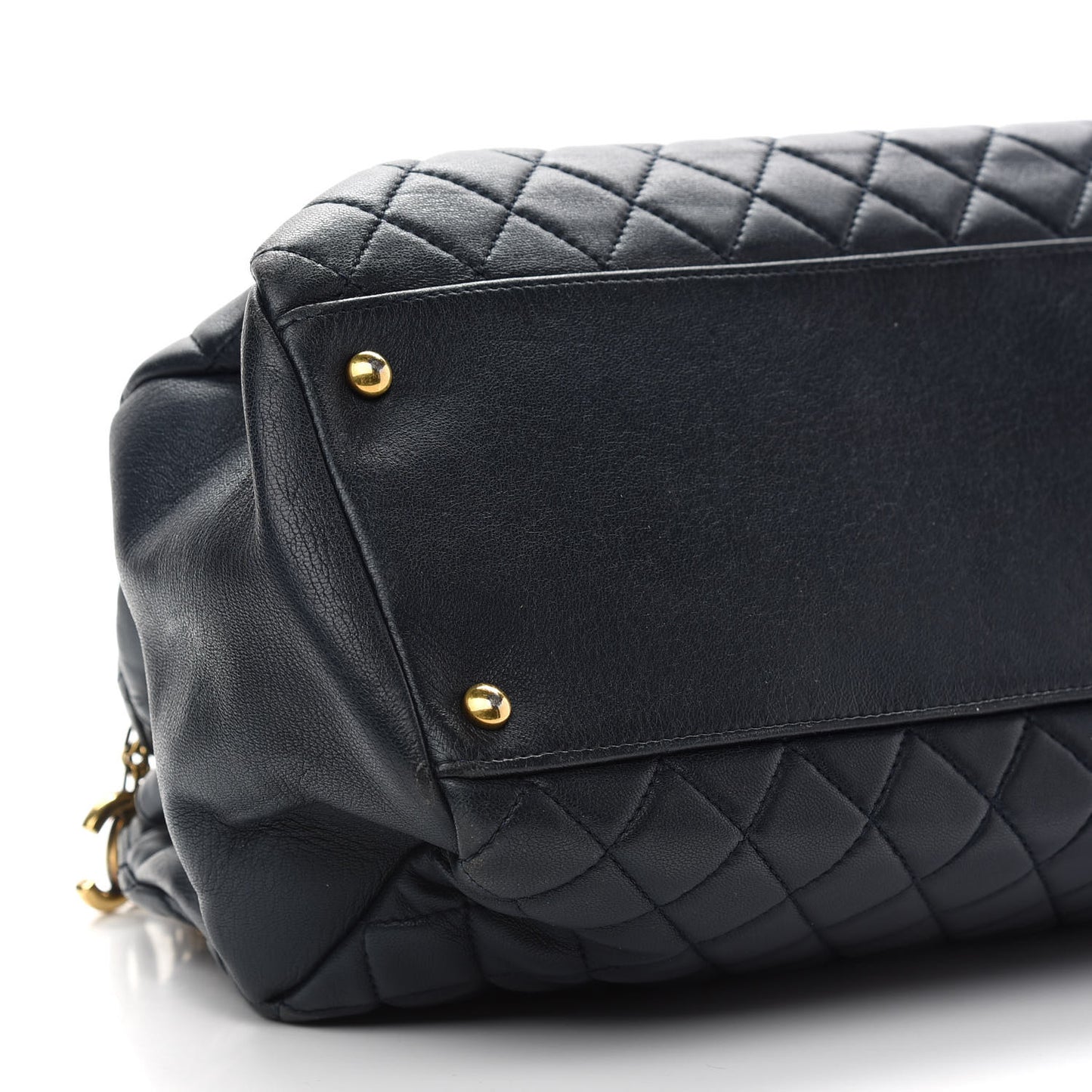 Calfskin Quilted Shoulder Bag Navy Blue
