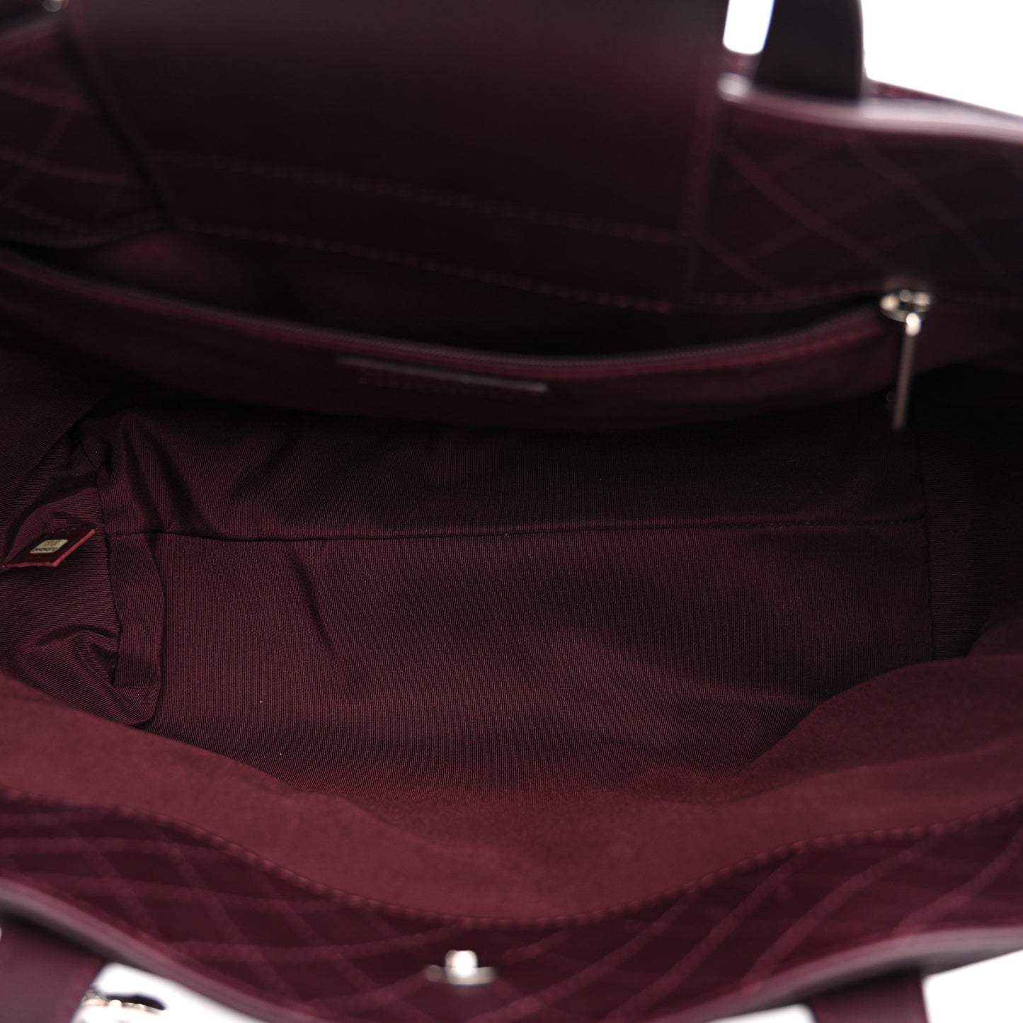 Calfskin Quilted Large Shopping Tote Burgundy