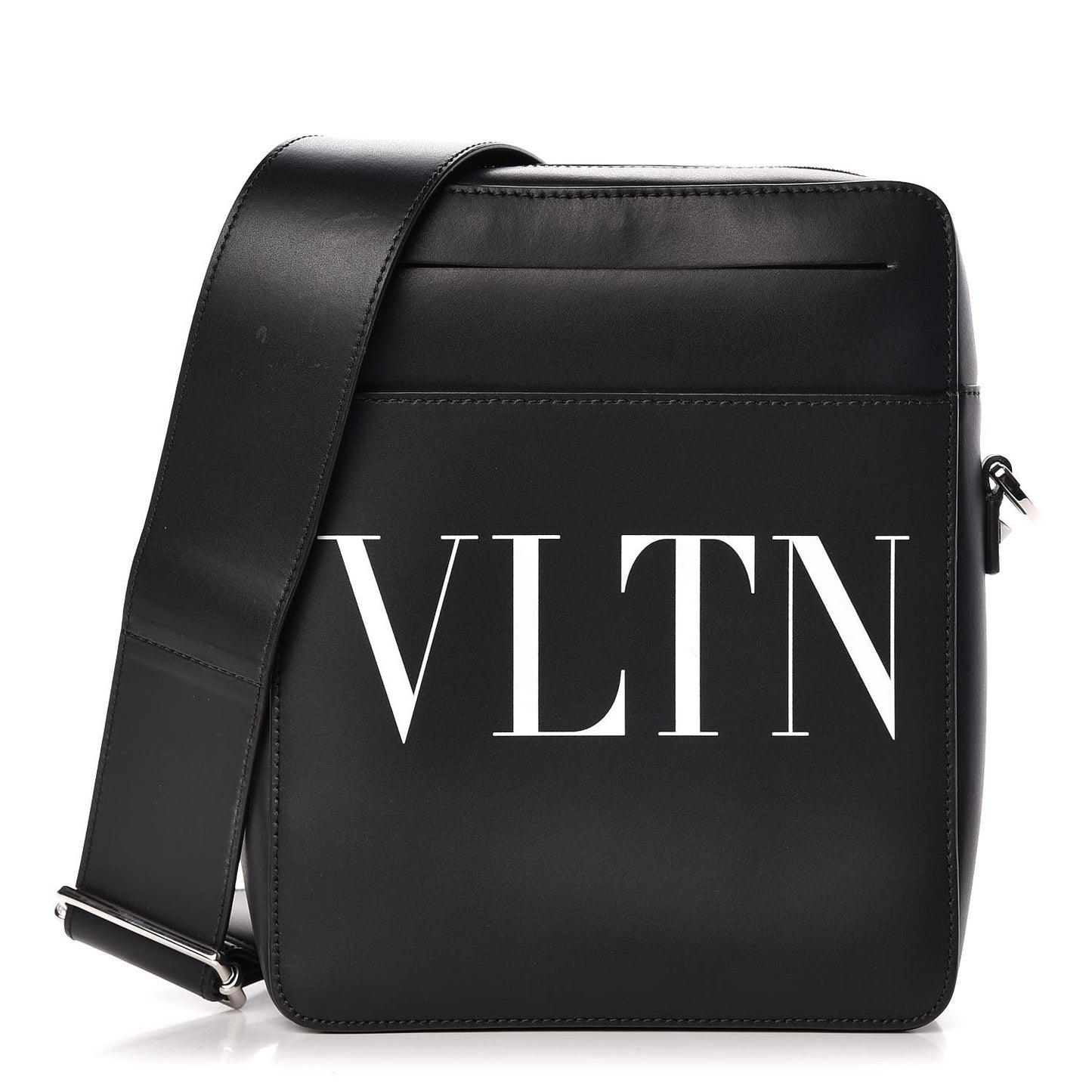 Calfskin VLTN Print Messenger Bag Black