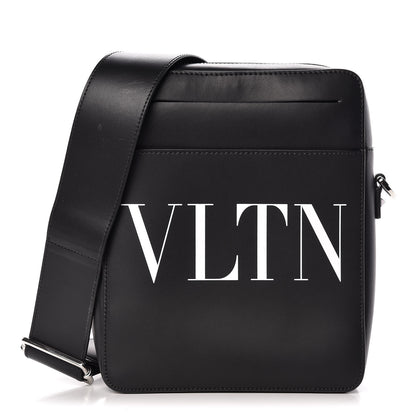 Valentino Garavani Calfskin VLTN Print Messenger Bag Black 1 of 8