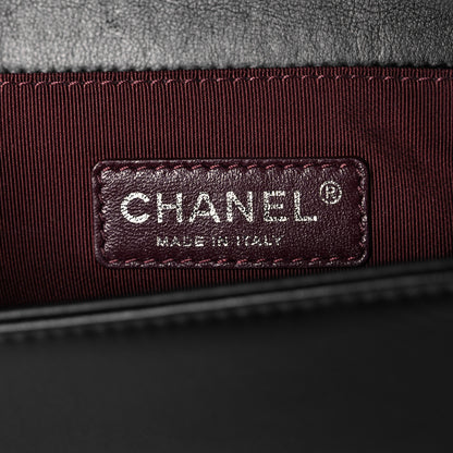 Chanel Calfskin Woven Medium Boy Flap Black White 6 of 15