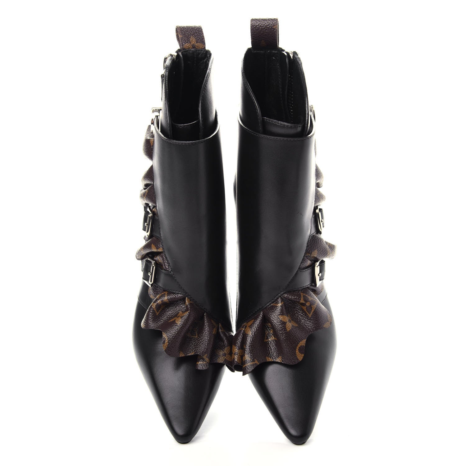 Louis Vuitton Calfskin Monogram Janet Ankle Boots 38 Black 5 of 10