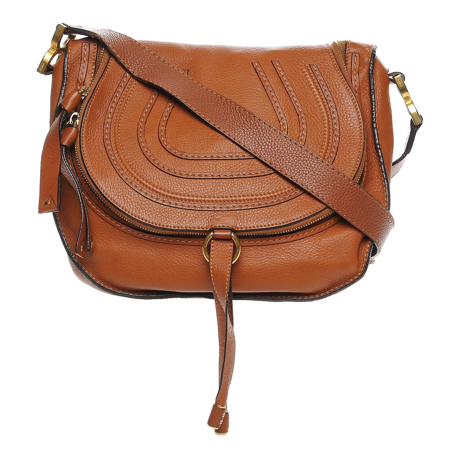 Calfskin Medium Marcie Round Crossbody Bag Tan