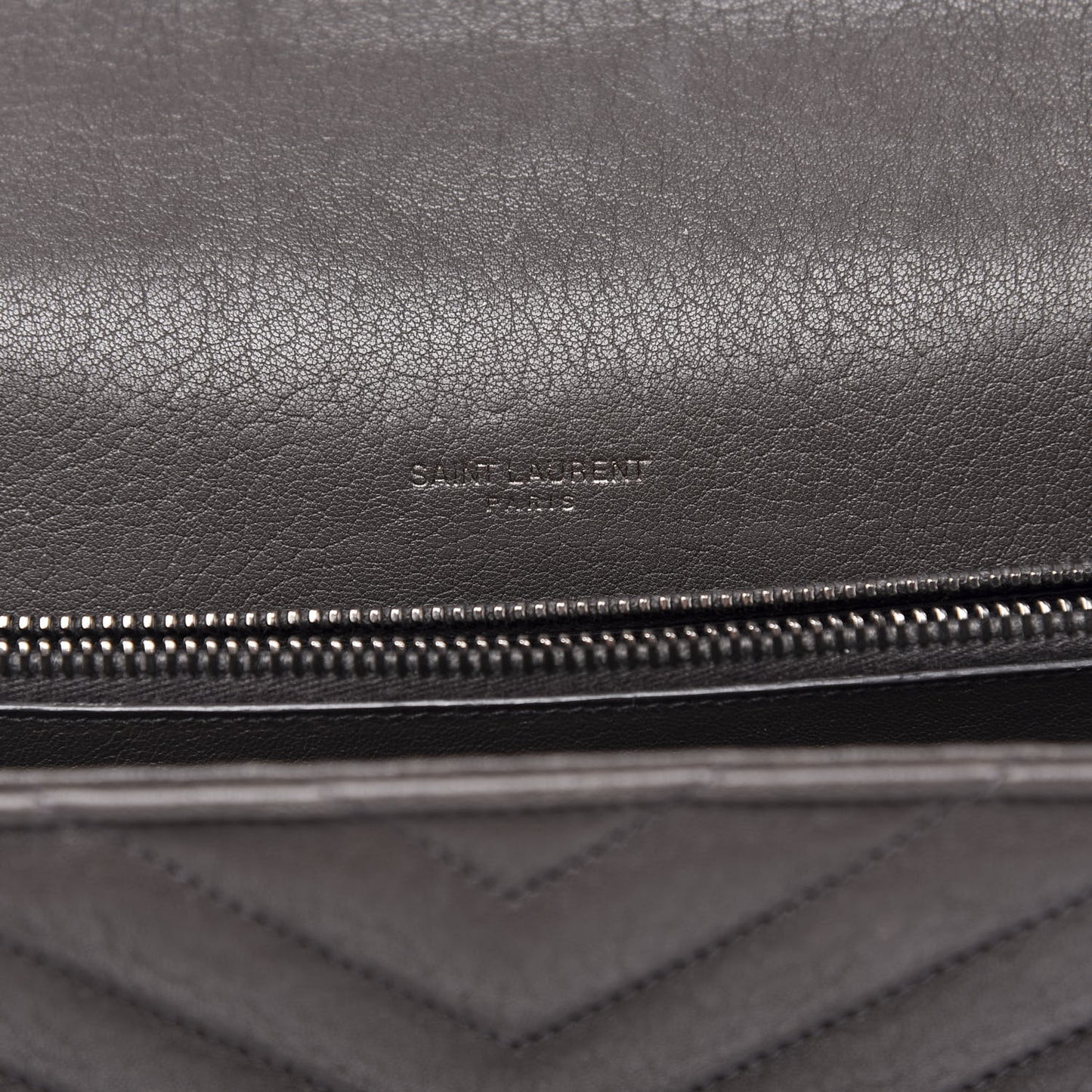 Sheepskin Matelasse Chevron Monogram Large College Satchel Dark Anthracite
