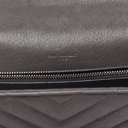 Saint Laurent Sheepskin Matelasse Chevron Monogram Large College Satchel Dark Anthracite 6 of 16