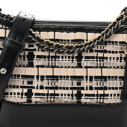 Chanel Tweed Calfskin Quilted Small Gabrielle Hobo Black Multicolor 6 of 8