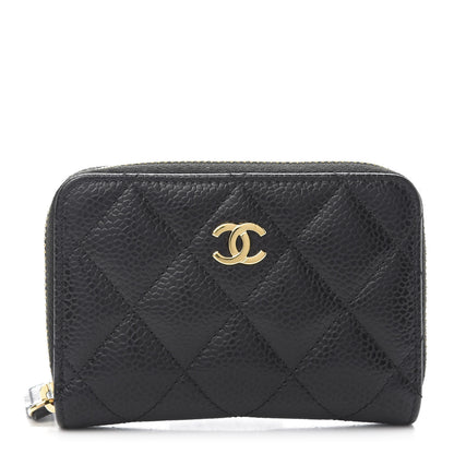 Chanel Caviar Quilted Zip Card Holder Black 1 of 10