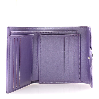 Chanel Metallic Lambskin Quilted Compact Flap Wallet Light Purple 5 of 9