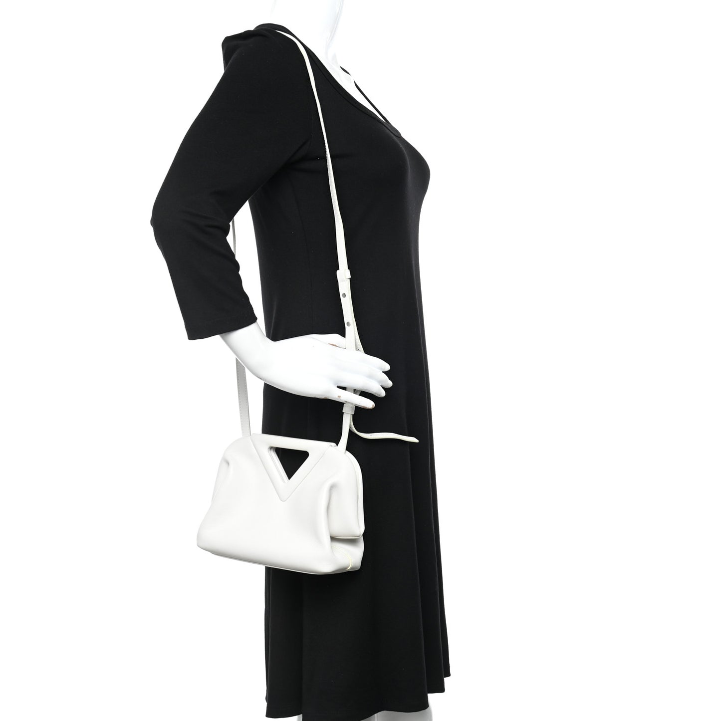 Calfskin Small The Point Triangle Bag Chalk