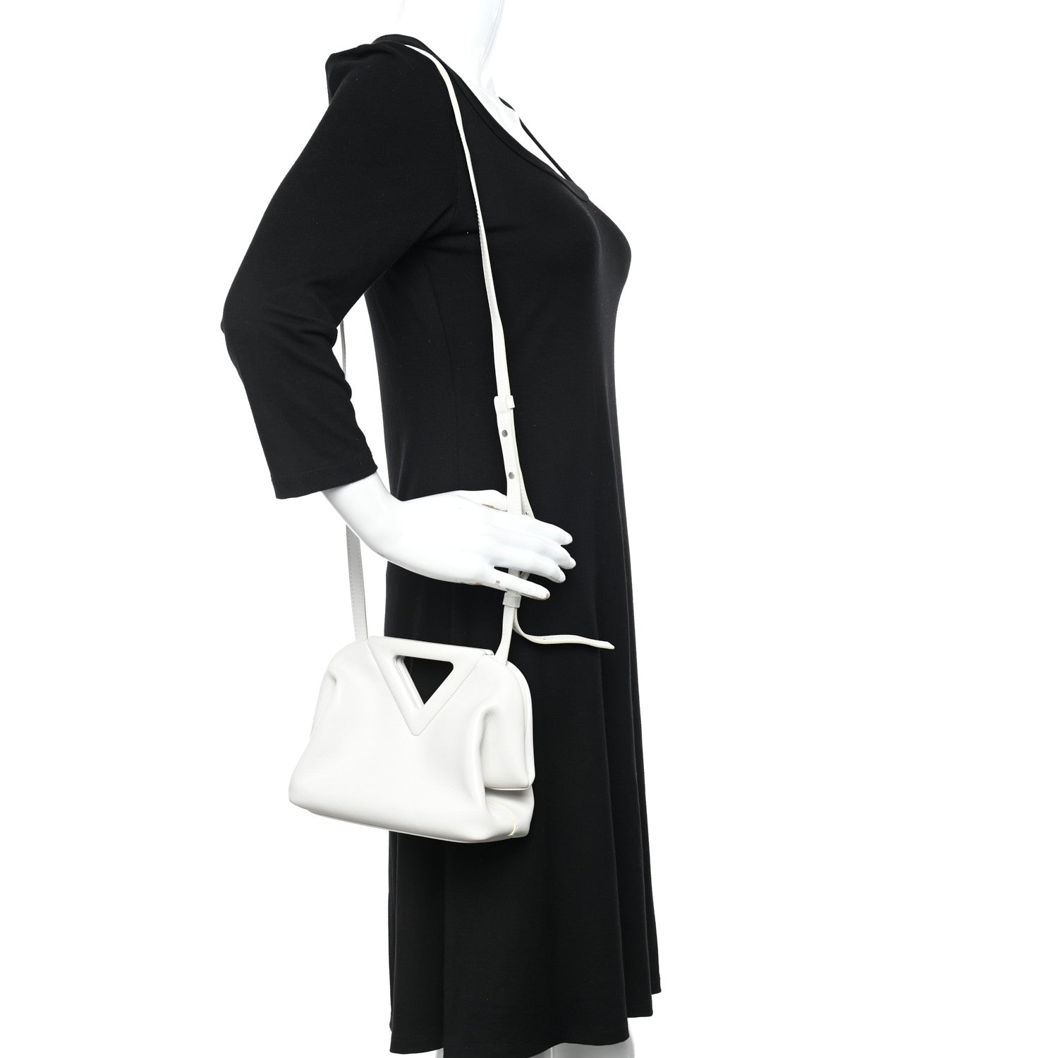 Bottega Veneta Calfskin Small The Point Triangle Bag Chalk 2 of 11