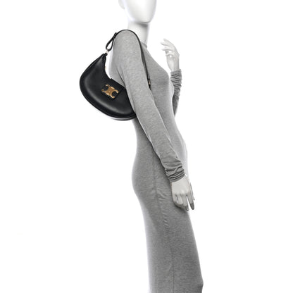 Celine Smooth Calfskin Medium Strap Ava Triomphe Shoulder Bag Black 2 of 11