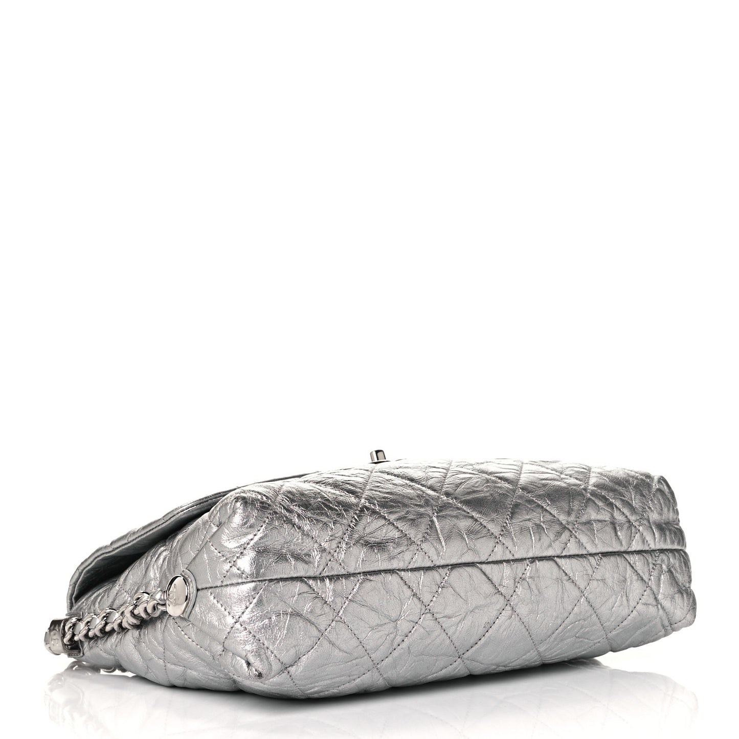 Crackled Aged Calfskin Big Bang Flap Silver