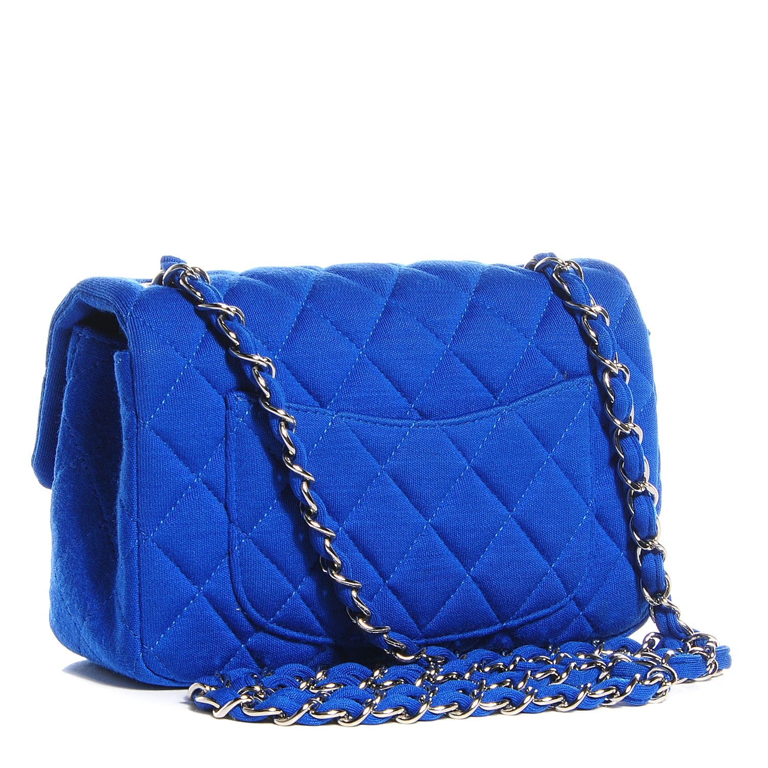 Chanel Jersey Quilted Mini Rectangular Flap Blue 3 of 8