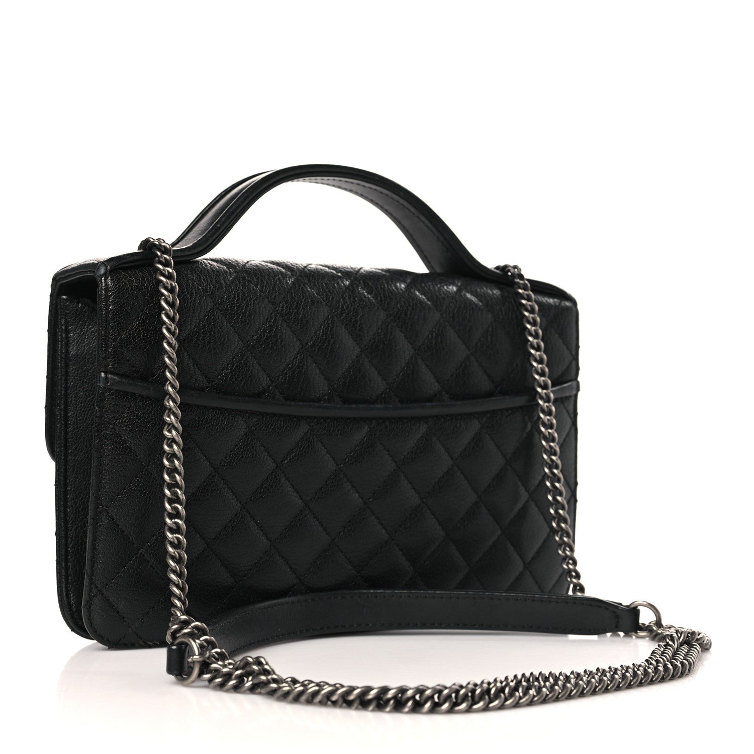 Chanel Goatskin Quilted Small CC University Top Handle Flap Black 3 of 9