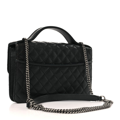 Chanel Goatskin Quilted Small CC University Top Handle Flap Black 3 of 9